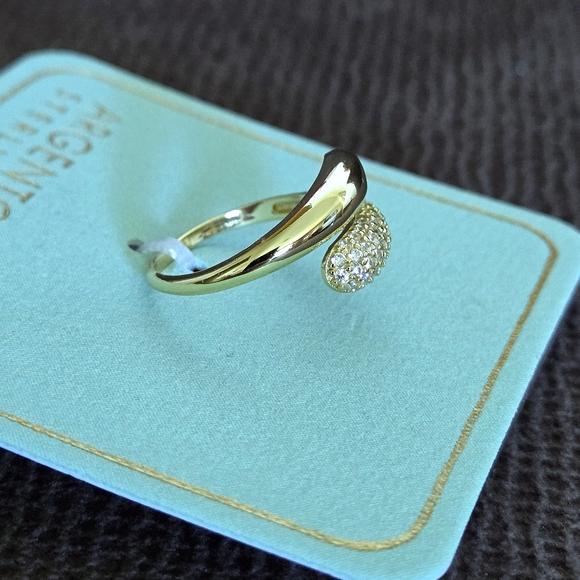 Argento Vivo Gold💛 Raindrops💧 Bypass🔁 Ring💍 - Picture 15 of 15